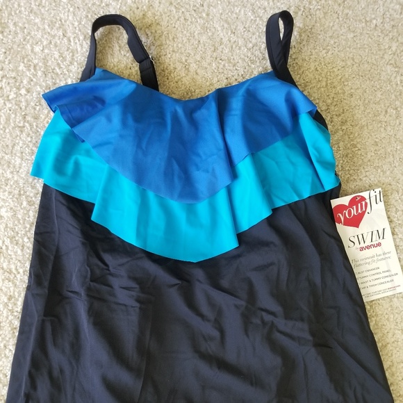 BNWT Avenue Size 14 Blue tiered bathing suit - Picture 5 of 8